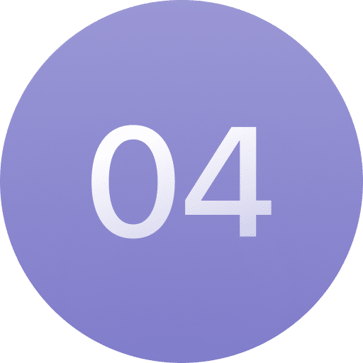 A purple circle with the white number "04" centered inside.