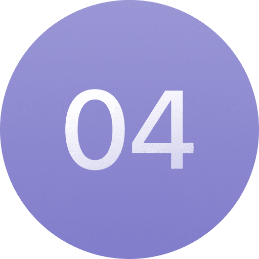 A purple circle with the white number "04" centered inside.