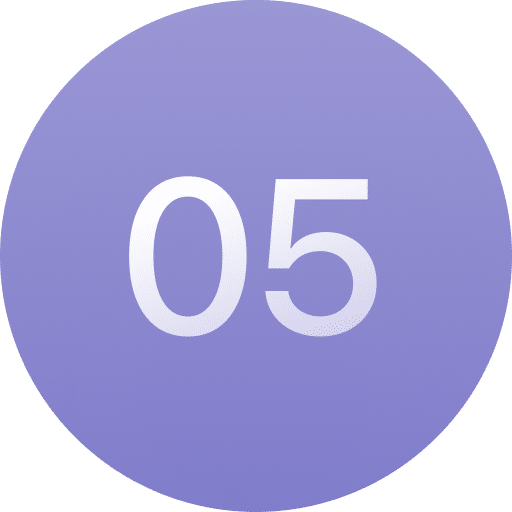 A purple circle with the number "05" in white centered inside.