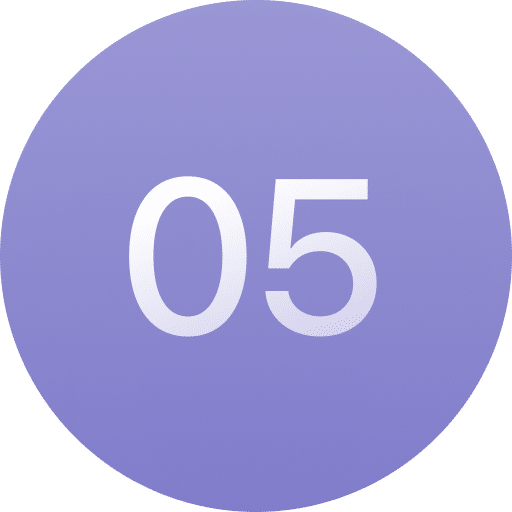 A purple circle with the number "05" in white centered inside.