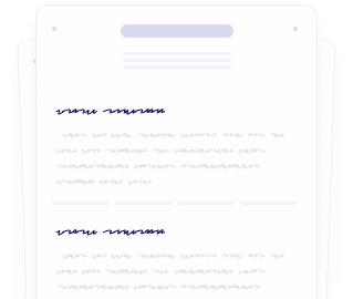 A stylized illustration of two overlapping documents, each with lines representing handwritten and typed text, but the text is not legible.