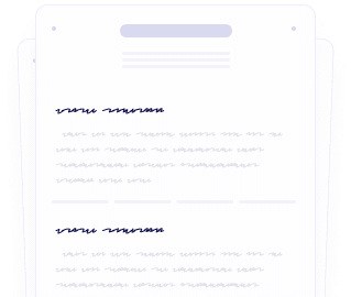 A stylized illustration of two overlapping documents, each with lines representing handwritten and typed text, but the text is not legible.