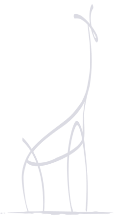 Minimalist line drawing of a giraffe standing upright, created with smooth, simple curved lines on a light background.
