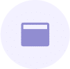 A purple square icon resembling a web browser window with a white bar at the top, centered on a light purple circular background.