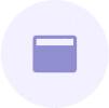 A purple square icon resembling a web browser window with a white bar at the top, centered on a light purple circular background.