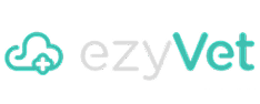 EzyVet logo featuring a turquoise cloud with a medical cross and the word "ezyVet" in turquoise and gray text.