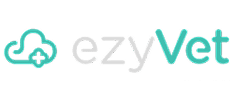 EzyVet logo featuring a turquoise cloud with a medical cross and the word "ezyVet" in turquoise and gray text.