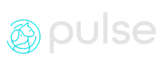A blue outline of a cat and dog inside a circle is next to the word "pulse" written in light gray lowercase letters on a light background.