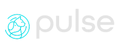 A blue outline of a cat and dog inside a circle is next to the word "pulse" written in light gray lowercase letters on a light background.