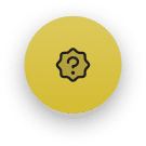 Yellow circular icon with a black starburst outline and a question mark in the center, symbolizing help, information, or support.
