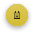 A yellow circular button with a black notepad or checklist icon in the center, featuring two horizontal lines on the notepad.