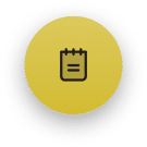 A yellow circular button with a black notepad or checklist icon in the center, featuring two horizontal lines on the notepad.
