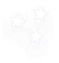 Three white star shapes are arranged on a light gray background, with one in the lower left corner, one in the upper left, and one in the upper right.